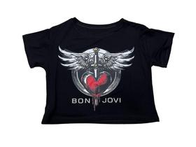 Blusa Bon Jovi Blusinha Camiseta Cropped Feminino Banda Rock Sf356 BM