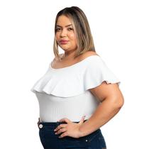 Blusa Bore Branco Feminino Ciganinha Babado Ombro A Ombro Plus Size Realmente