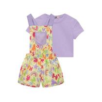 Blusa Boxy Lilás e Jardineira Blusa Boxy Lilás e Jardineira