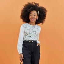 Blusa Boxy Menina em Algodão Estampada - Lilimoon