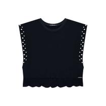 Blusa Boxy Over Juvenil Lilimoon em Molevisco - Preto