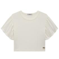 Blusa Boxy Over Juvenil Over Feminina em Malha Cancre cor Off White - Lilimoon