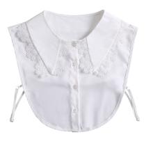 Blusa branca elegante removível com gola falsa de renda para mulheres
