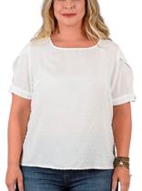 Blusa Branca, Feminina, Plus Size, Em Viscose