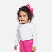Blusa Branca Gola Redonda Manga Longa Cotton Infantil Menina Have Fun 29404 Branco