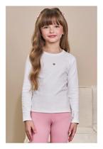 Blusa Branca Manga Longa em Algodão Infanti