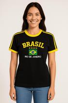 Blusa Brasil Preta Feminina BabyLock Bordada Retrô