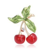 Blusa Brooch Pin Cherry Fruit Enamel P para mulheres