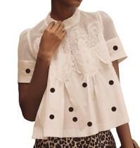 Blusa Burtell Swing Lace de verão de manga curta para mulheres