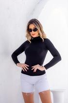 Blusa Cacharrel Feminina Gola Alta de Manga Longa Varias Cores Blusa Cacharrel Feminina Gola Alta de Manga Longa Varias Cores