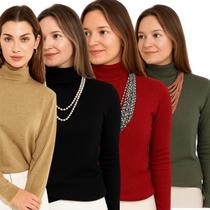 Blusa Cacharrel Feminina Lã Trico Tricot Gola Alta Quentinha P ao GG