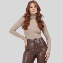 Blusa Cacharrel Feminina Manga Longa Trico Gola Alta Suéter