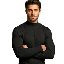 Blusa Cacharrel Masculina Canelada Gola Alta Manga Longa Inverno Frio Confortável Slim Blusa Cacharrel Masculina Canelada Gola Alta Manga Longa Inverno Frio Confortável Slim