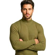 Blusa Cacharrel Masculina Gola Alta Canelada Manga Longa Confortável para Frio Blusa Cacharrel Masculina Gola Alta Canelada Manga Longa Confortável para Frio