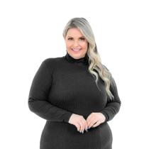 Blusa Cacharrel Térmica Gola Alta Canelada Plus Size Moda Inverno Frio