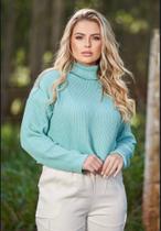 Blusa Cacharrel Tricot Cropped Gola Alta Manga Longa Blusa Cacharrel Tricot Cropped Gola Alta Manga Longa