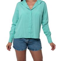 Blusa camisa Casual Social feminina lisa de viscolinho Lisa Varias Cores Outono Inverno