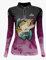 Blusa Camisa de Pesca Feminina King Tucunaré Brasil C/ Prot. Solar UV50+