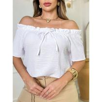 Blusa CAMISA ESTILOSA Feminina Ombro a Ombro Manga Curta Verão Casual