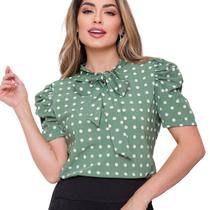 Blusa Camisa Evangélica Social Bolinha Poa Com Laço Princesa - Look Modas Octavio