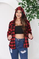 Blusa Camisa Feminina Xadrez Flanelada Com Capuz R052