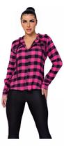 Blusa Camisa Feminina Xadrez Flanelado Com Touca C/ Capuz