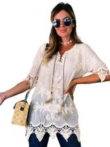 Blusa Camisa Importada Renda Algodão Moda Praia Levinha / Saida de Praia Vestido Boho 2557