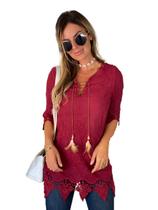 Blusa Camisa Importada Renda Algodão Moda Praia Levinha / Saida de Praia Vestido Boho 2557 Blusa Camisa Importada Renda Algodão Moda Praia Levinha / Saida de Praia Vestido Boho 2557