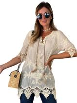 Blusa Camisa Importada Renda Algodão Moda Praia Levinha / Saida de Praia Vestido Boho 2557