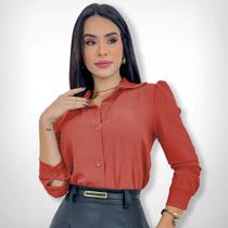 Blusa Camisa Social Feminina Manga Longa Elegante Botões