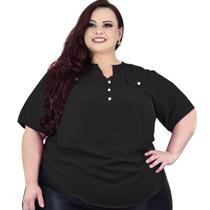 Blusa Camisa Social Feminina Plus Size Botão E Lacinho Festa Luxo Tecido Duna Premium Não Amassa 48 ao 58