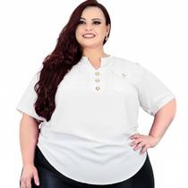 Blusa Camisa Social Feminina Plus Size Botão E Lacinho Festa Luxo Tecido Duna Premium Não Amassa 48 ao 58
