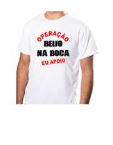 Blusa Camisa Unissex Personalizada Carnaval Estampa Operação Beino Na Boca Eu Apoio Tecido Poliéster