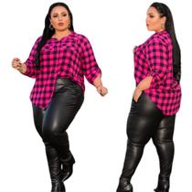 Blusa Camisa Xadrez Plus Size Feminina São João 48 ao 54