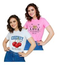 Blusa Camiseta Baby Look Feminina Algodão Casual 3 Peças Top Blusa Camiseta Baby Look Feminina Algodão Casual 3 Peças Top