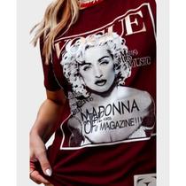 Blusa Camiseta Blusa T-shirt Feminina Celebridades Marsala