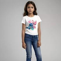 Blusa Camiseta Camisa Infantil STICH FILME ANGEL AZUL ROSA