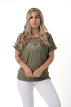 Blusa Camiseta Feminina Casual Manga Curta Love Verde - Sallada Mista Blusa Camiseta Feminina Casual Manga Curta Love Verde - Sallada Mista