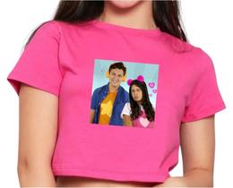 Blusa Camiseta Infantil Cropped Mangas Curtas Estampada Maria Clara e JP Youtubers Divertido