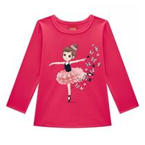 Blusa Camiseta Infantil Menina Manga Longa em Meia Malha Bailarina Kyly Blusa Camiseta Infantil Menina Manga Longa em Meia Malha Bailarina Kyly