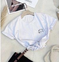 Blusa camiseta Tshirt feminina manga curta algodão 100 Gola careca modelo novo Estampada Gato