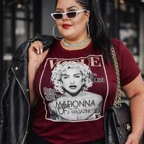 Blusa Camiseta Tshirt Plus Size Feminina Pop Star Vermelho Marsala