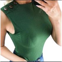 Blusa canelada confortável regata botões no ombro feminino básico - Filó Modas