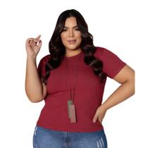 Blusa Canelada Decote Careca Curvy Feminina Revanche Blusa Canelada Decote Careca Curvy Feminina Revanche