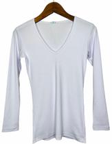 Blusa canelada decote v manga longa