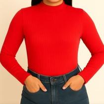 Blusa Canelada Feminina Manga Longa Viscose com Elastano Cativa