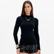 Blusa Canelada Lança Perfume Gola Alta Ou25 Preto Feminino