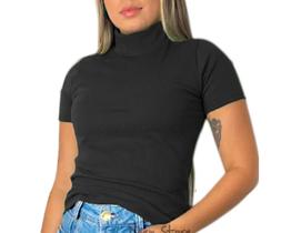 Blusa canelada manga curta feminina