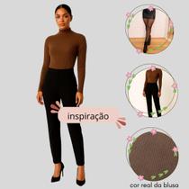 Blusa Canelada Manga Longa Básica Premium Gola Alta Até GG UNISSEX