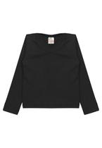 Blusa Canelada Manga Longa - Preto - Ame Kids